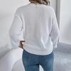 Damen Langarmpullover Rundhalsausschnitt Herz Bedruckter Strickpullover Lockerer Pullover Strickoberteil