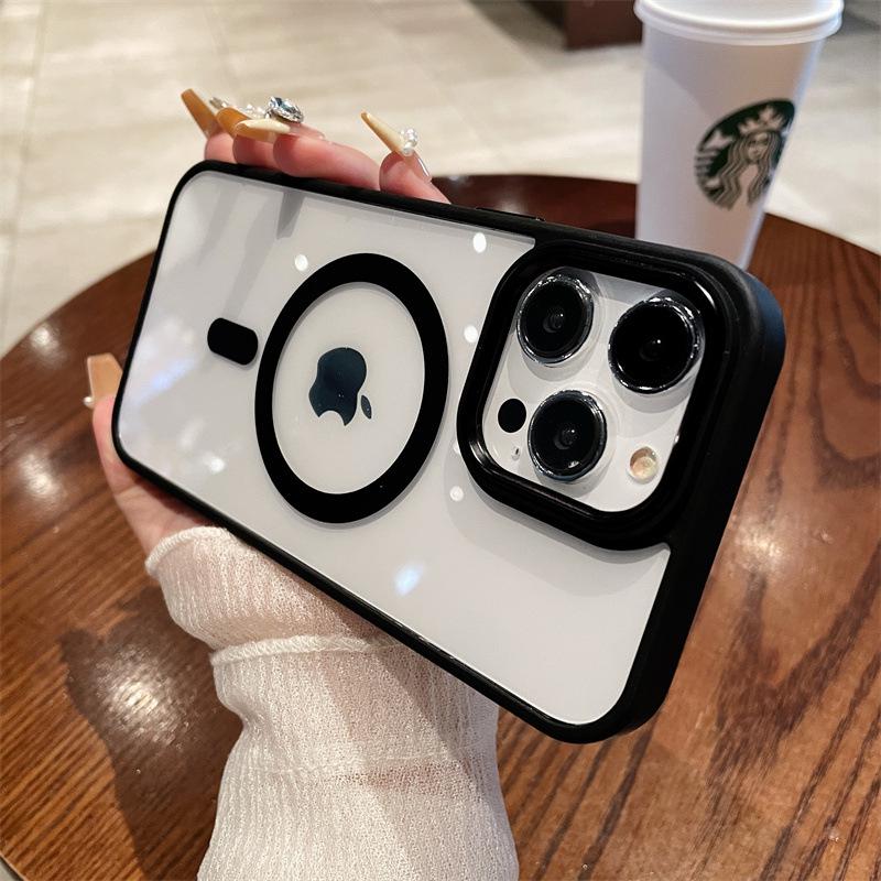 

Золотой магнитный акриловый чехол с мягкими краями для iPhone 14/15 Pro Max iPhone 16 Plus