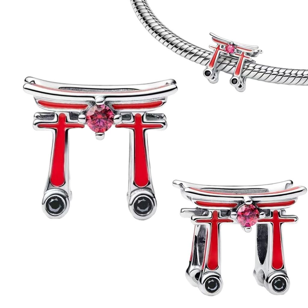 925 Silver Red Enamel Dragon Ladybug Strawberry Wine Bottle Horse Rose Apple Heart Lucky Beads Charms Pendent Fine Jewelry Gift