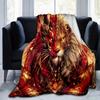 1pc Golden Lion of Fire Cartoon Blanket  Soft Throw for Home Decor, Gift Idea, Living Room, Travel, Camping, Car Blankets