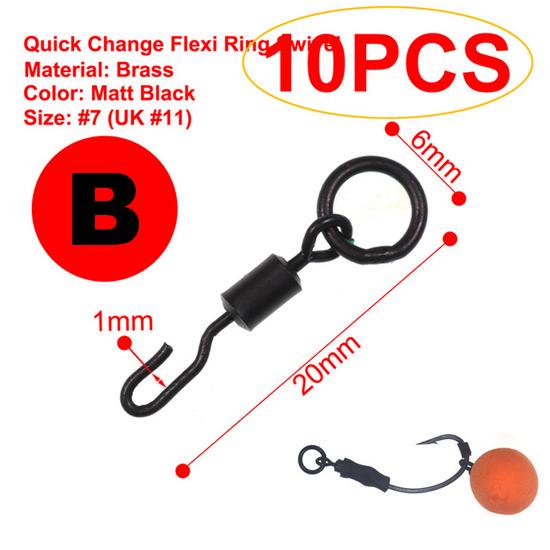

Bimoo 10 шт. UK 11 латунное кольцо для рыбалки на карпа QC вертлюг Ronnie Rig вертлюги крюк аксессуар B