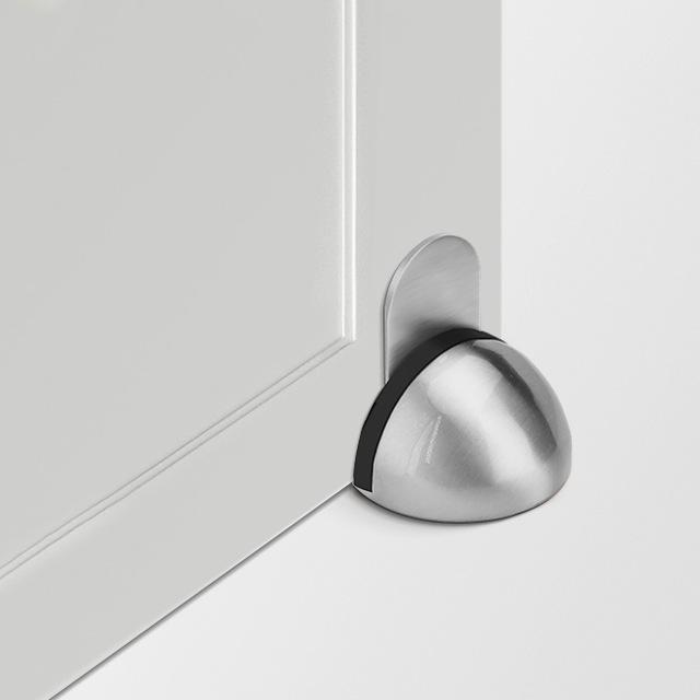 NAIERDI 7 Colors Stainless Steel Rubber Door Stopper Non Punching Sticker Door Holders Catch Floor Mounted Nail-free Door Stops