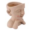 Men Face Flower Pot Hand Painting Resin Men Head Flowerpot Decorative Funny Succulent Flowerpot with Drain Hole for