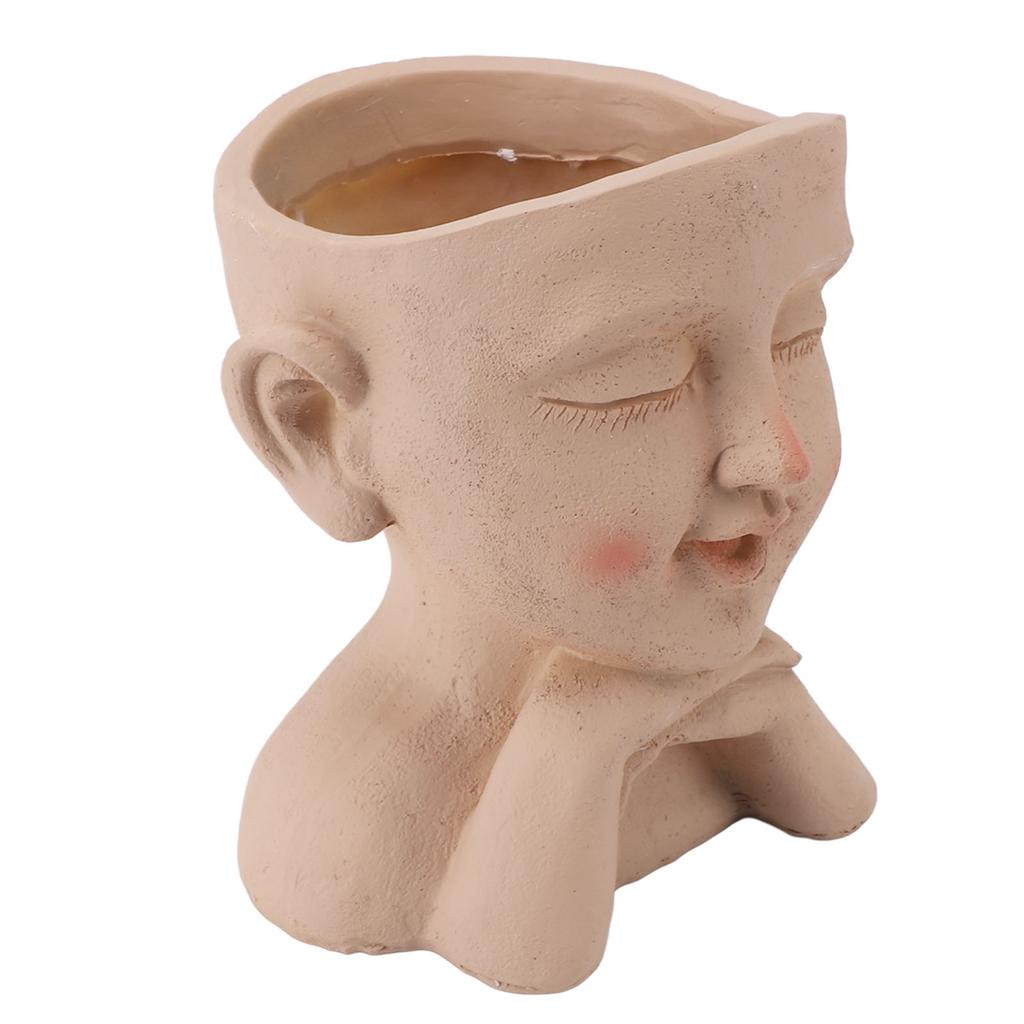 Men Face Flower Pot Hand Painting Resin Men Head Flowerpot Decorative Funny Succulent Flowerpot with Drain Hole for