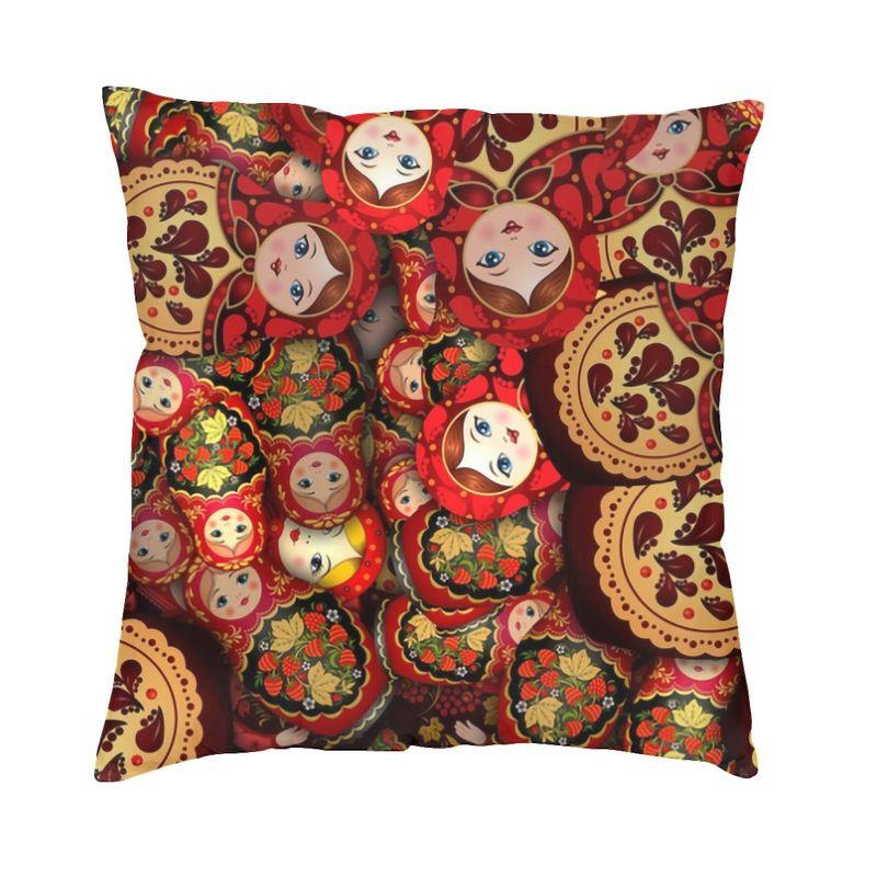 

Russian Doll Cushion Cover 45x45cm Home Decorative Print Flower Matryoshka Babushka Art Throw Pillow for Car Double Side 30x30cm 12x12in