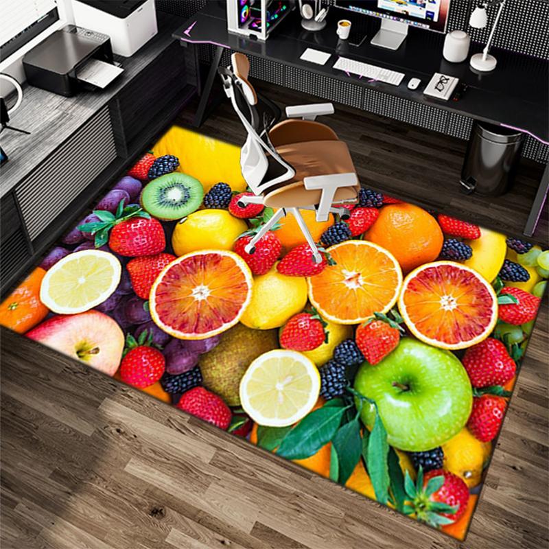 1Pc Food Theme Printed Circular Carpet, Home Door Mat, Outdoor Travel Protection Carpet B6