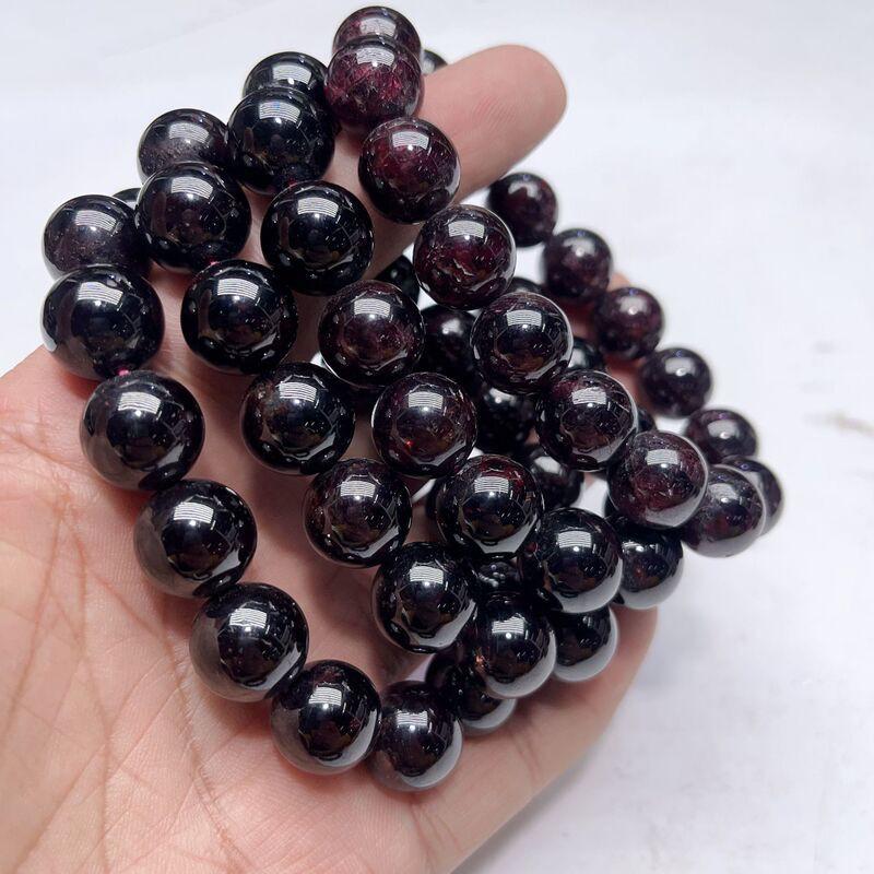 Natural Garnet Bracelet 14mm Round Beads Wine Red Gemstone Jewelry Women Men Ethnic Style Handmade
