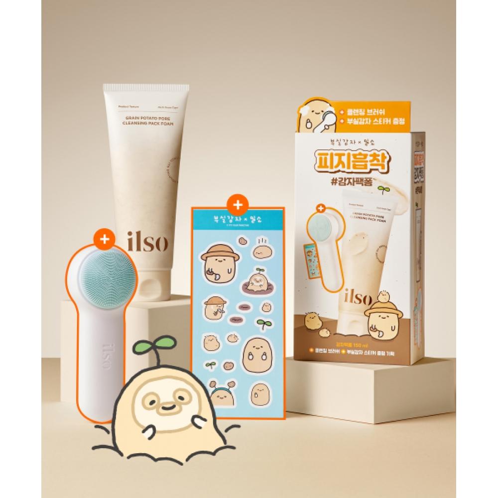 

Ilso Grain Potato Cleansing Pack Foam 150ml Project + Face Wash brush+Potato Sticker Bad Potato Collaboration NONE