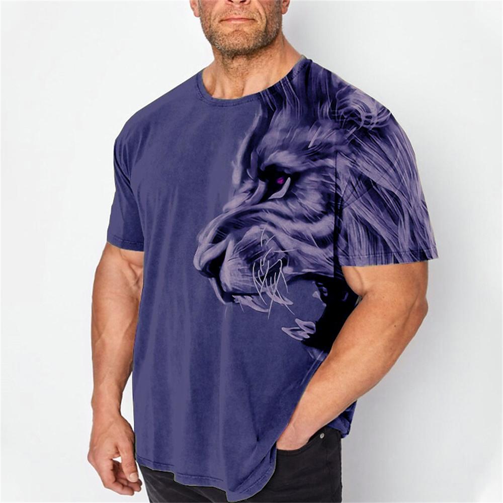 

Мужские футболки Harajuku Футболки с винтажным принтом Летние топы с короткими рукавами Футболка с 3D-графикой «Львы» Свитер с изображением животных Толстовка 5XL