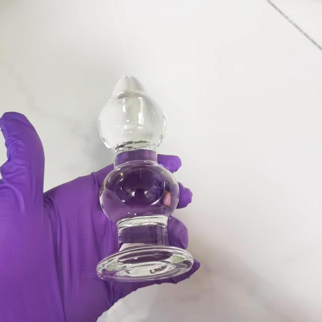 VaHppy Klarglas-Analplugs SM BDSM Sexspielzeug 14 * 4,5 cm 320g Masturbatoren für schwule Mädchen Analmassage-Erweiterungswerkzeuge Spiele für Erwachsene