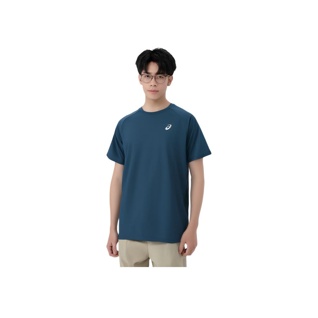 Asics Logo Print Reflective Fashion Round Neck Pullover Comfortable Running Casual Sports Nautical Breathable Short Sleeve T-Shirt 2011D046-401