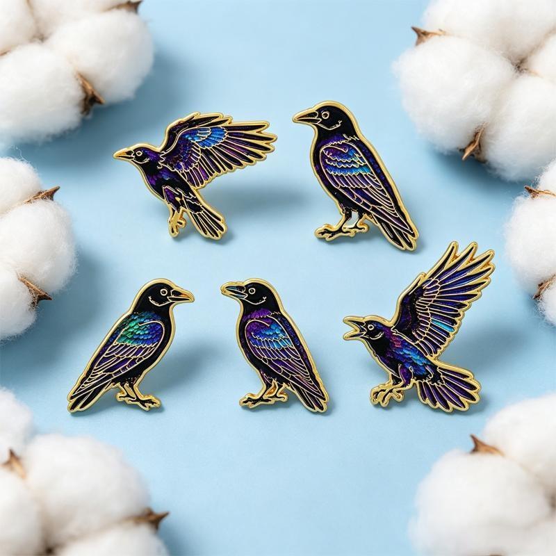 1Pcs Collar Lapel Pins Metal Badges Jewelry Punk Enamel Pin Cartoon Crow Brooch For Coat Halloween Brooches Party Gift