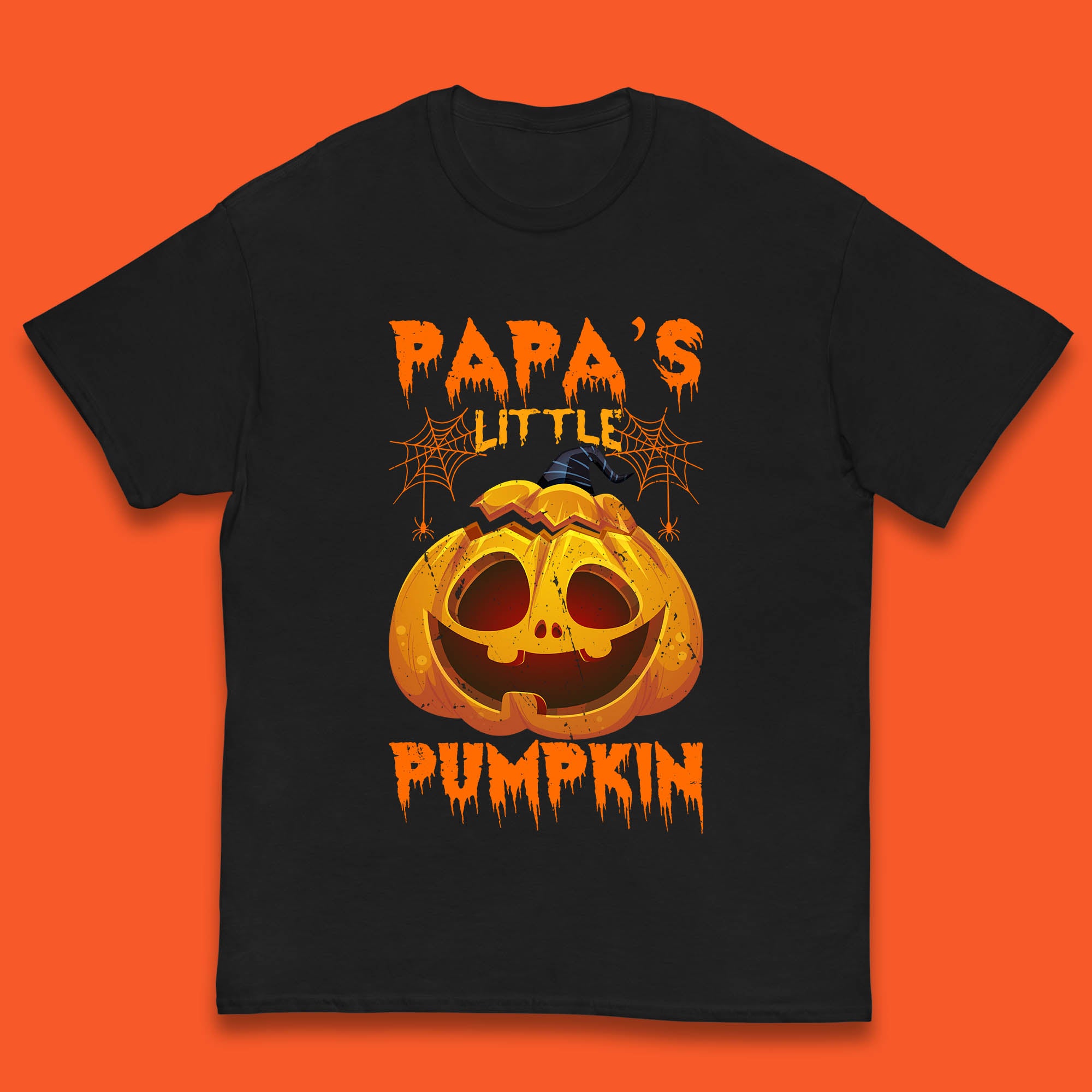 Papa s Little Pumpkin Halloween Jack-o-lantern Witch Hat Scary Evil Pumpkin Kids T Shirt 110
