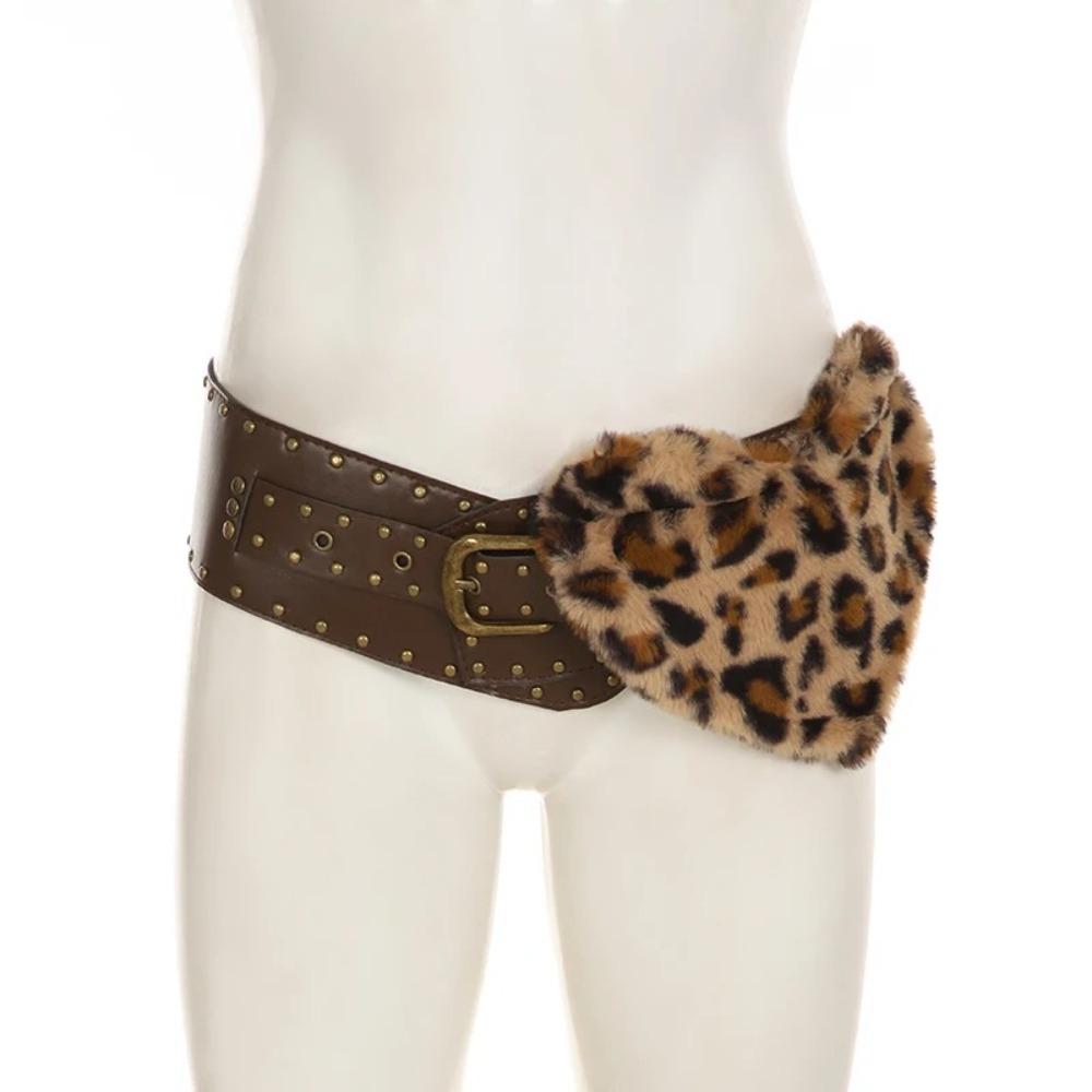 Retro Waistband Faux Fur Plush Belt Sexy Bandage Belt  for Women Trendy Accessories