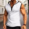 2024 Sommer Herren Kapuzen karierter Reißverschluss Ärmelloser Cardigan T-Shirt