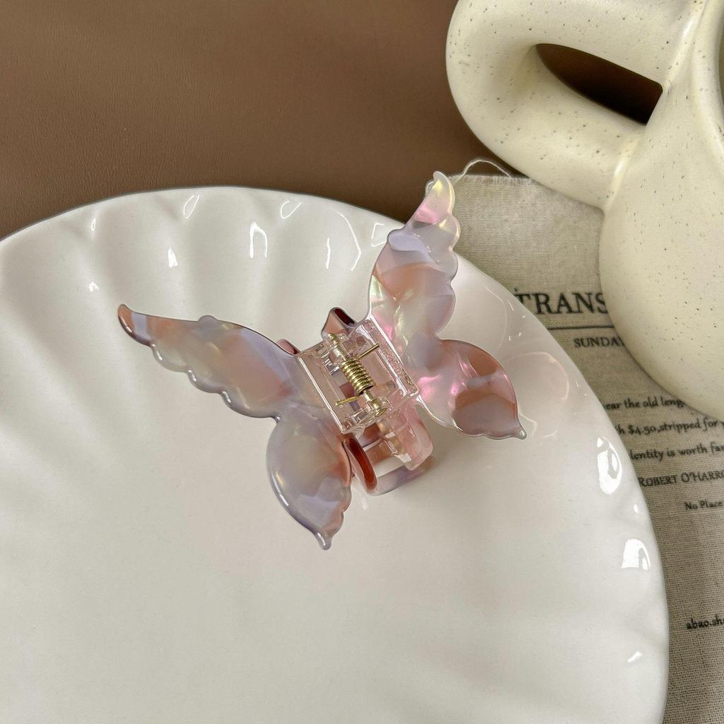 Iridescent 3D Butterfly Claw Clip for Half Updo – Sweet Girl Korean Style Acetate Hair Accessory