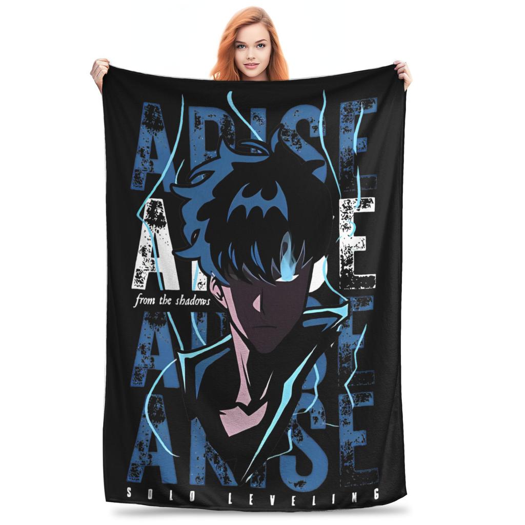 Solo Leveling Sung Jinwoo Plush Blanket Anime  Custom Throw Blanket for Bed Sofa Couch 125*100cm Bedspread
