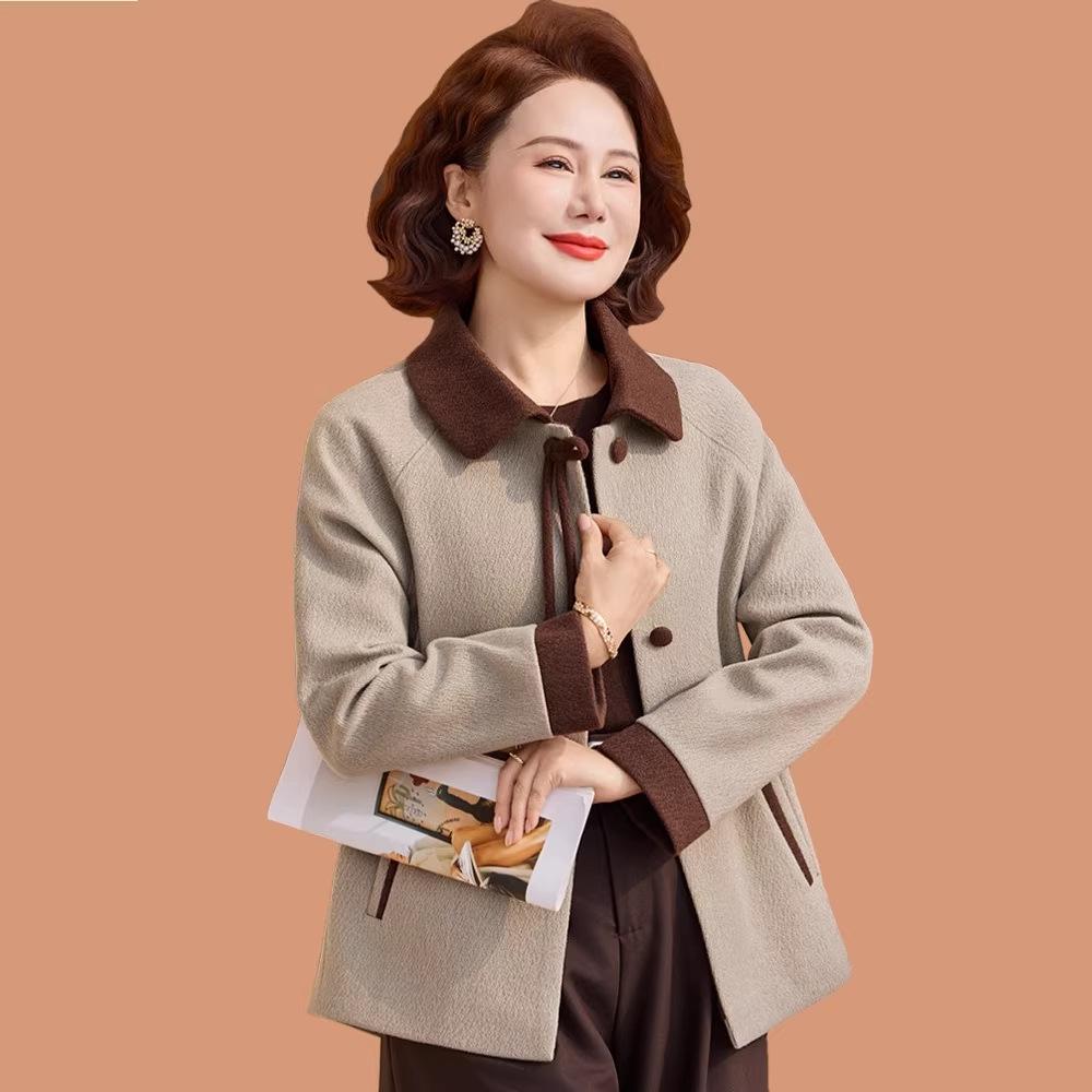 Mom's 2026 Stylish Wool Coat - Spring/Autumn Fashion for Middle-Aged & Elderly Women, Perfect Mother's Day Gift