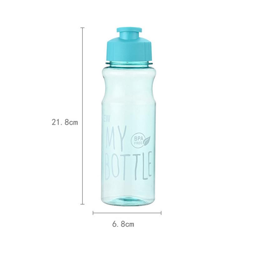 1pc 550ml Plastic Water Bottle Food Grade Large Capacity Portable Fitness Sports  Outdoor Supply Transparent Pet Flip Cover