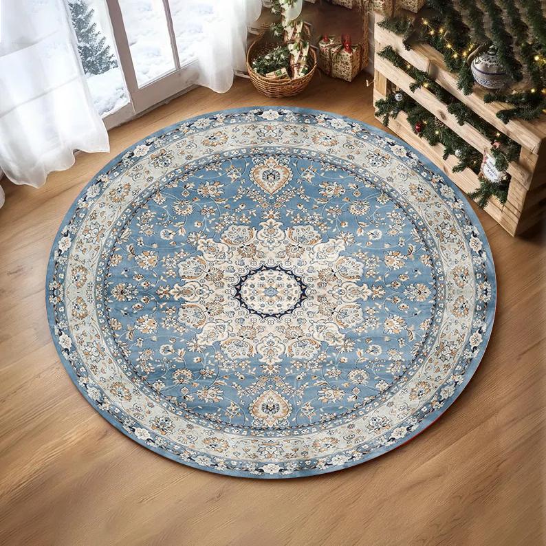 Trendiger Persischer Druck Runder Teppich Wohnzimmer Sofa Teppich Heimdeko Schlafzimmer Weicher Teppich Lounge Zimmer Couchtisch Yogamatte Stuhlmatten