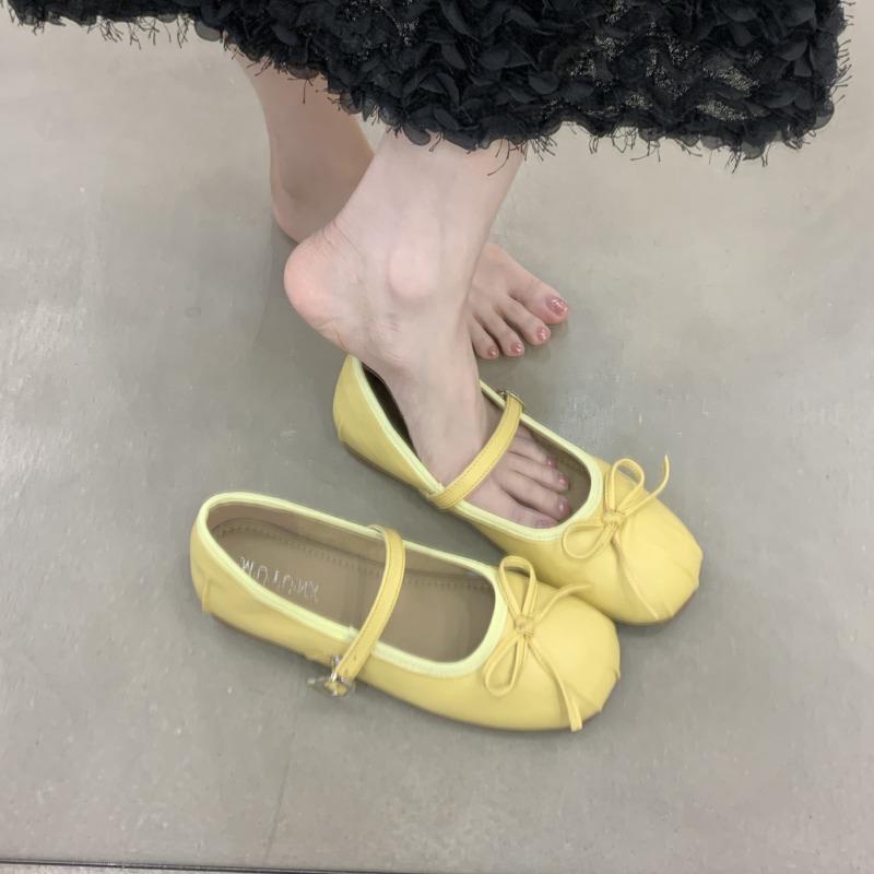 

New Retro Style Women Mary Jane Shoes Fashion Shallow Mix Colors Ladies Outdoor Comfort Soft Sole Flats Shoes Zapatos Mujer 40 жёлтый