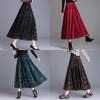 Velvet Pleated Skirt For Women With Lace Detailing And High Waist For Fall Winter