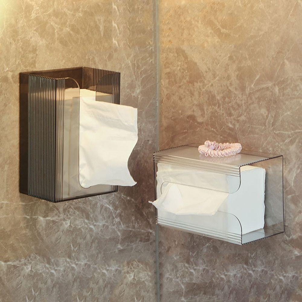 Wall Mounted Tissue Paper Holder Transparent Napkin Storage Container for Bathroom
