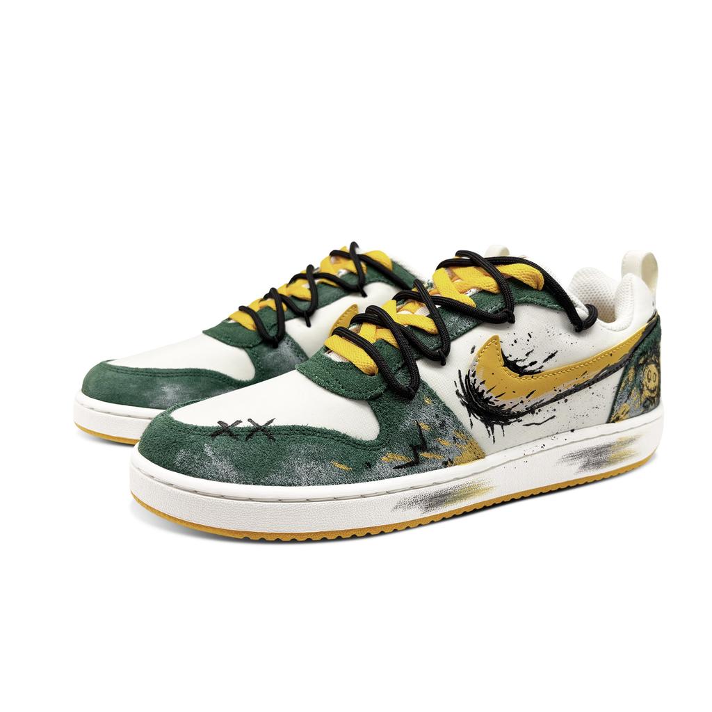 Nike Court Borough Party Abrasion Resistant Abrasion Resistant Low Top Skateboard Shoes Unisex White Yellow Green 844881-100(Team660-)