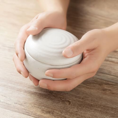 &NE Banko-Keramik Kleiner Reiskocher (Ohitsu) - Hase zu Ke, Weiß, Fasst 1 Portion Reis (0,5 Tassen), Hergestellt in Japan, Keramik, Mikrowellen- und Ofenfest, Hitzebeständig