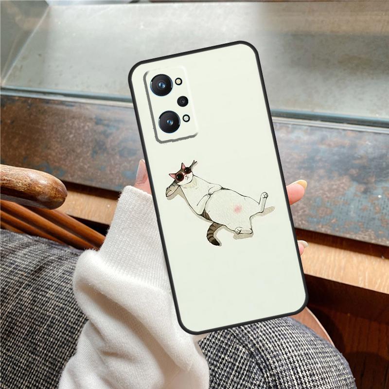 Minimalistisches Katzen Case Für Realme 12 Pro Plus 11 13 14 C63 C61 C55 C51 C53 C25 C65 C67 C71 C75 GT6 GT7 15 Pro