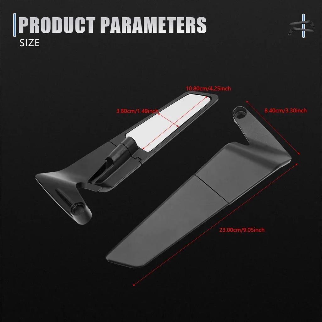 Suitable for Kawasaki Motorcycle Modified Sports Car Racing Fixed Wing Folding Rotatable Rearview Mirror