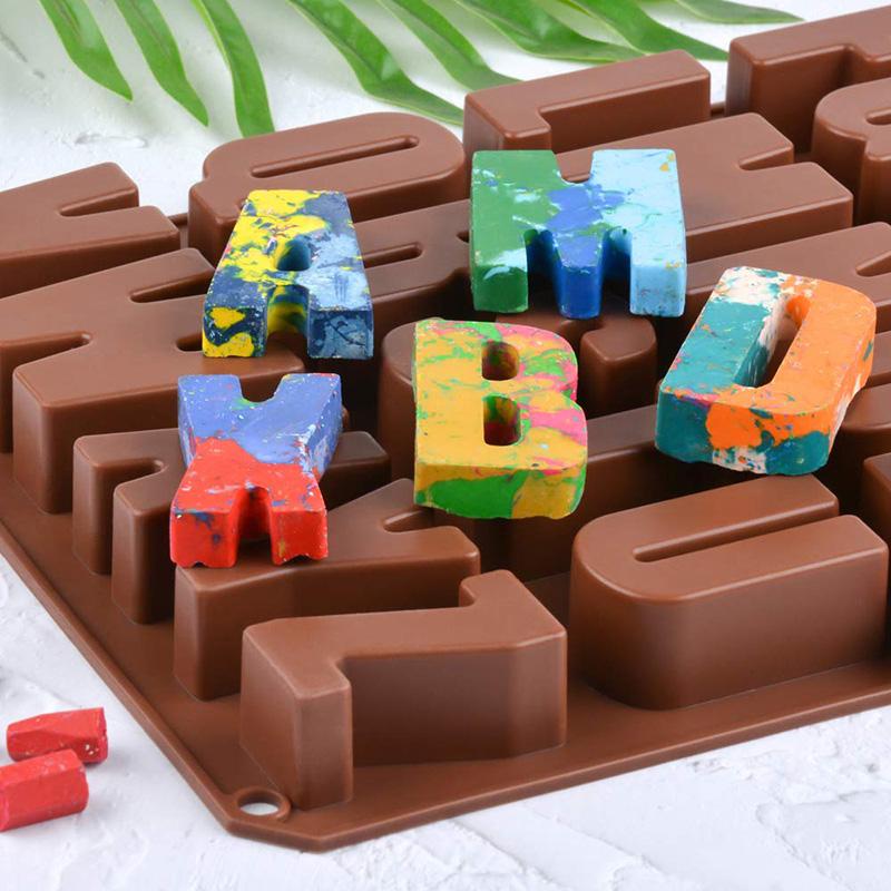 26 Cavities Large Letter Molds Silicone Alphabet Mold for Crayon Resin Chocolate Candy Wax Cake Baking Decor