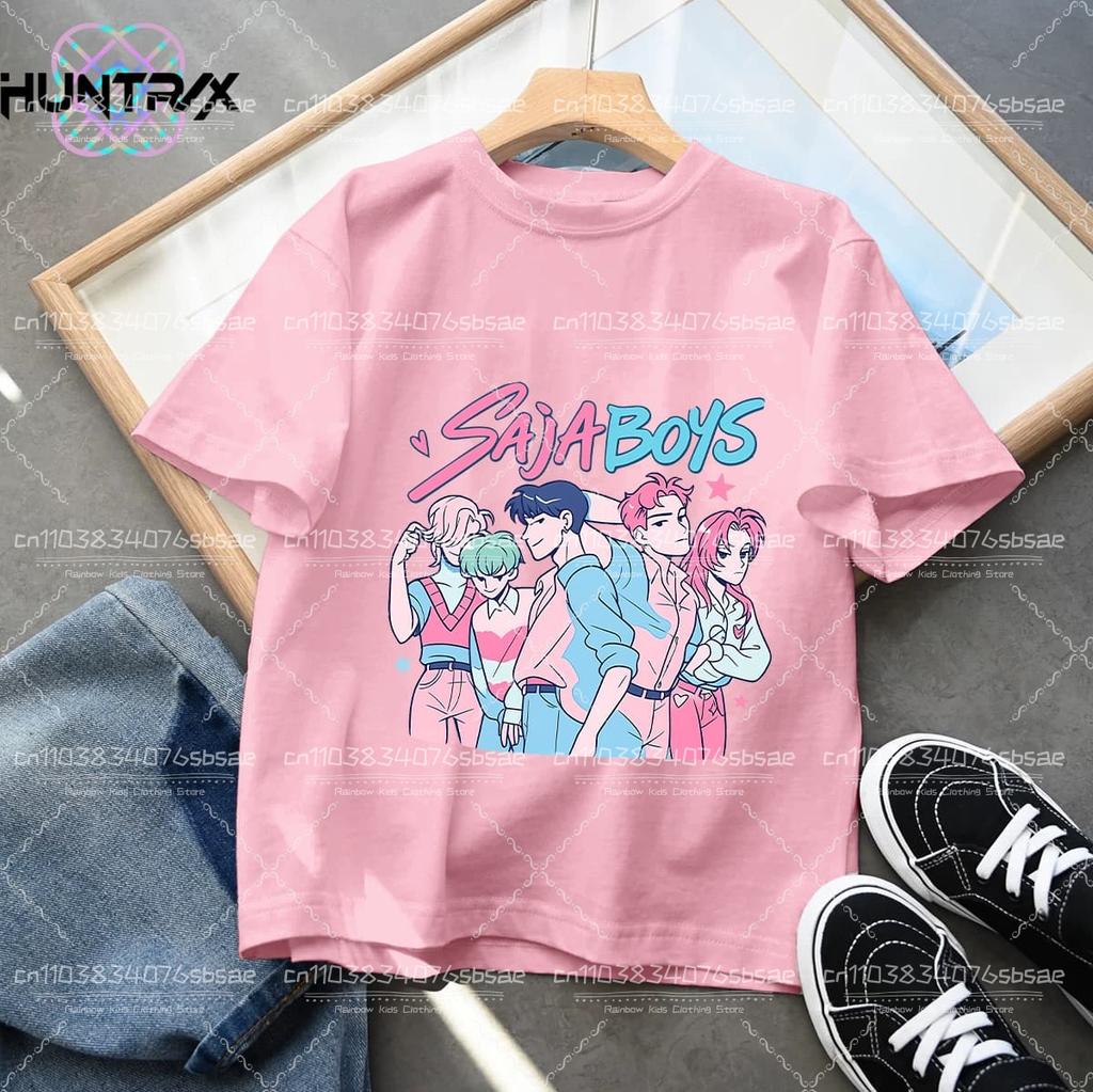 Summer Kpop Demon Hunters Children's Clothing Short Sleeve T-shirt Cute Kpop Demon Hunters Tiger Harajuku Tshirt for Boys Girls