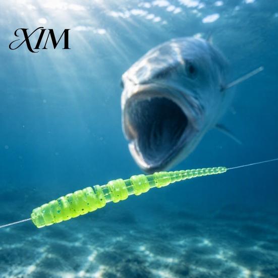 Bass Fishing Lures 50Pcs Bionic Worm Soft Bait, 40MM/0.37g 50MM/0.45g Artificial Lure with Needle Lightweight Baits Tail, Swim for Freshwater