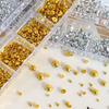12-Grid Gold & Silver Alloy Flat-Bottom Half-Round Nail Art Decorations