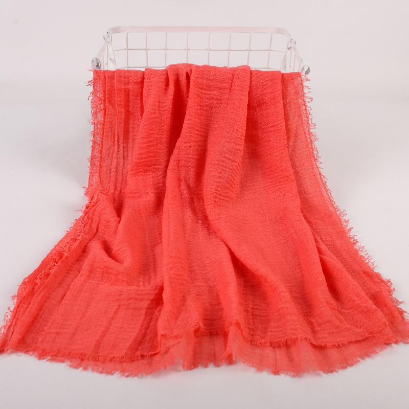 Ramadan Cotton Crinkle Headband Veil Scarves Women Solid Color  Head Wraps Long Scarves Turban Headband Muslim Fashion Headscarf