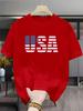 Unisexs Summer Cotton Fashion Casual Loose Usa Print Round Neck Short Sleeved Quick Drying Sports Tshirt Top Streetwear
