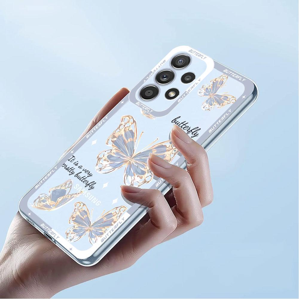 Capa Retro Butterfly Pattern Phone Case for Samsung Galaxy A23 A33 A24 A34 A13 A73 5G A14 4G A25 A54 A15 Cover Clear Silicone
