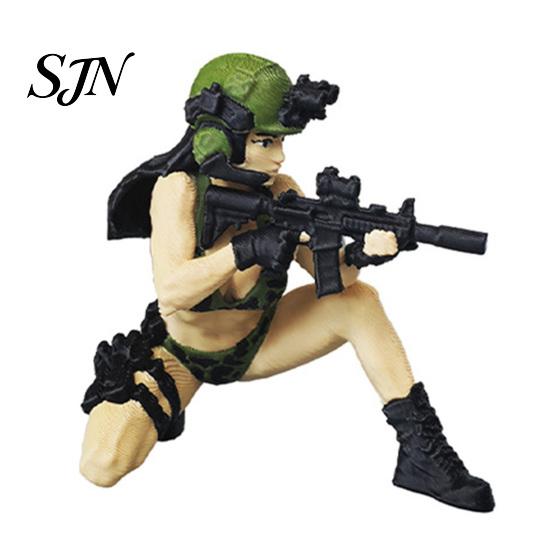 Realistic Soldier Statues 3D Printed Tactical Beauty Desktop Ornament, Mini Figurine, Office Desk Decorations Female Figurine with Military
