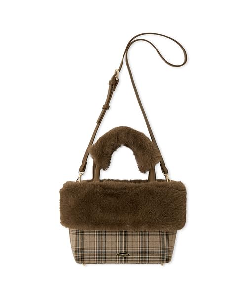 Lily Brown Combination Tote Bag LWGB259324 Check Eco-Fur 2-Way Women's