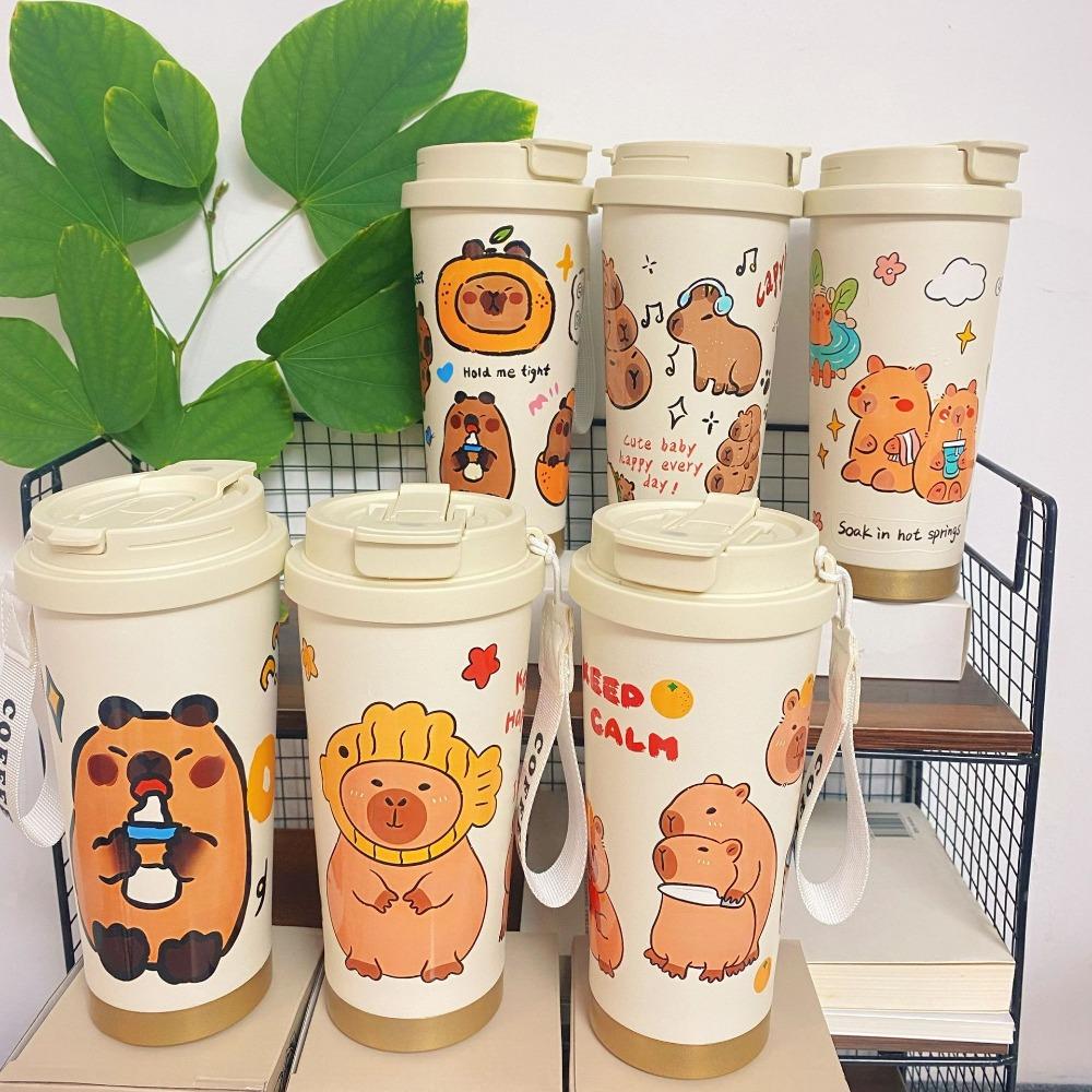 Large Capacity Capybara Insulated Water Bottle 316 Stainless Steel Capybara Coffee Mug  Students