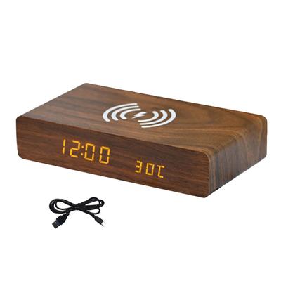 Wecker mit kabelloser Ladefunktion Schlummerfunktion LED-Anzeige Mehrzweck für Restaurant Schreibtisch Nachttisch Heimdekoration Wohnheim