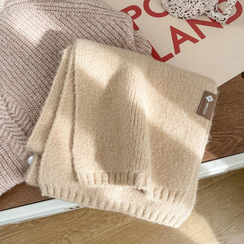 

Шарф женский зимний новый универсальный темно-зеленый розовый кофейный вязаный короткий парный шарф бежевый