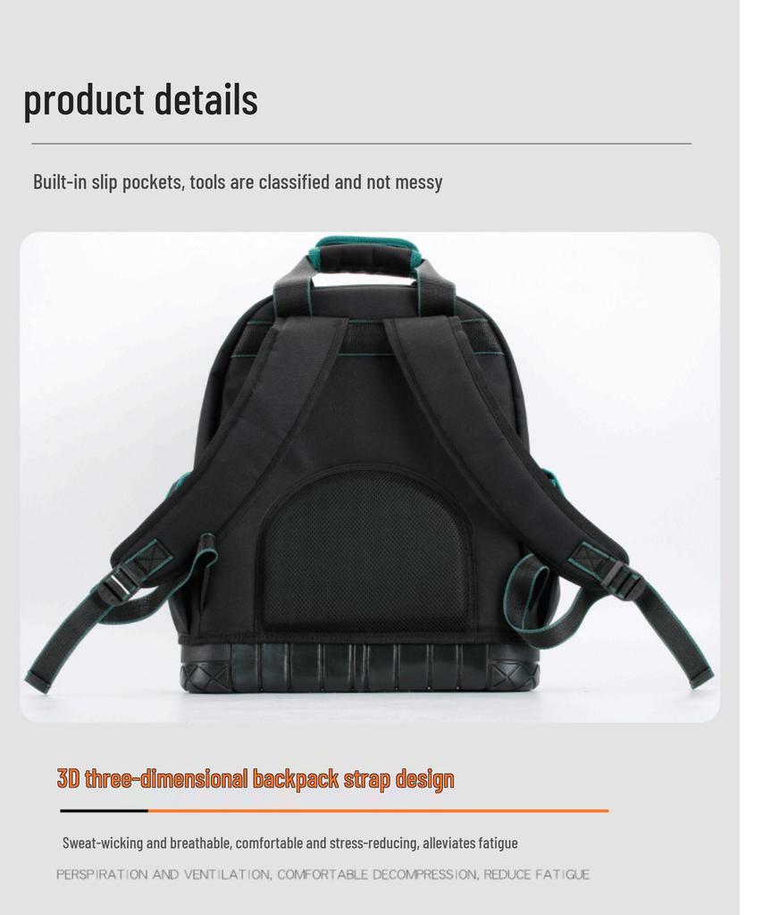 Multifunctional Double Shoulder Tool Backpack, Wear-Resistant Canvas, Large Capacity, Portable Electrician's Repair Bag