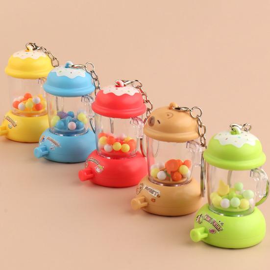 Kids Manual Juice Press Gashapon Keychain Simulation Extractor Toy with Spinning Balls Mini Backpack Charm for Boys Girls