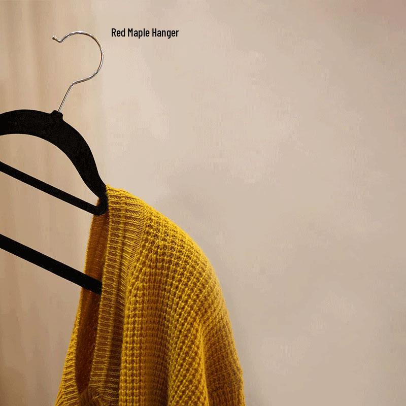 Black Non-Slip Flocked Hanger Shoulder Pad - Thickened & Widened for Anti-Deformation Support
