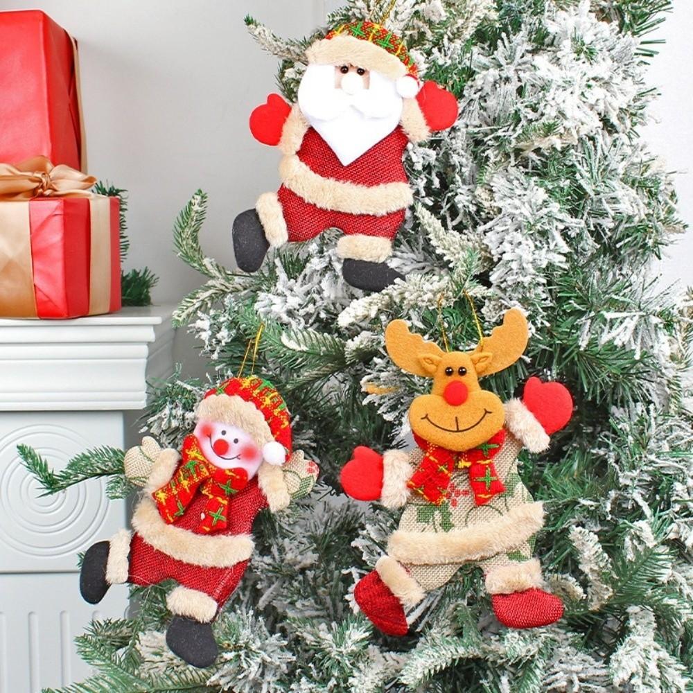 4pcs Elk Christmas Doll Pendant Snowman Christmas Tree Ornament Plush Christmas Doll Fireplace