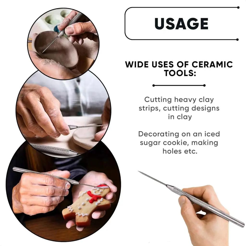 7 Pins Needles Texture Ceramics Tools Polymer Clay Sculpting Auxiliary Molding Tool DIY Pottery Brush Cake Accessories