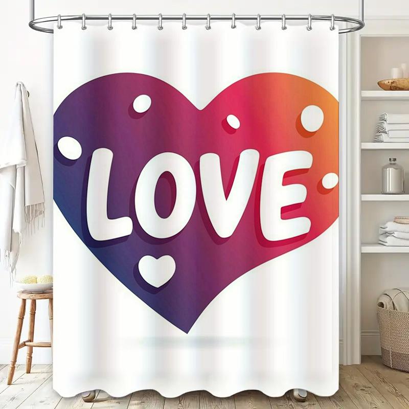 Colorful Heart 'Love' Shower Curtain - Vibrant Romantic Design For A Waterproof And Unique Bathroom Dcor Set