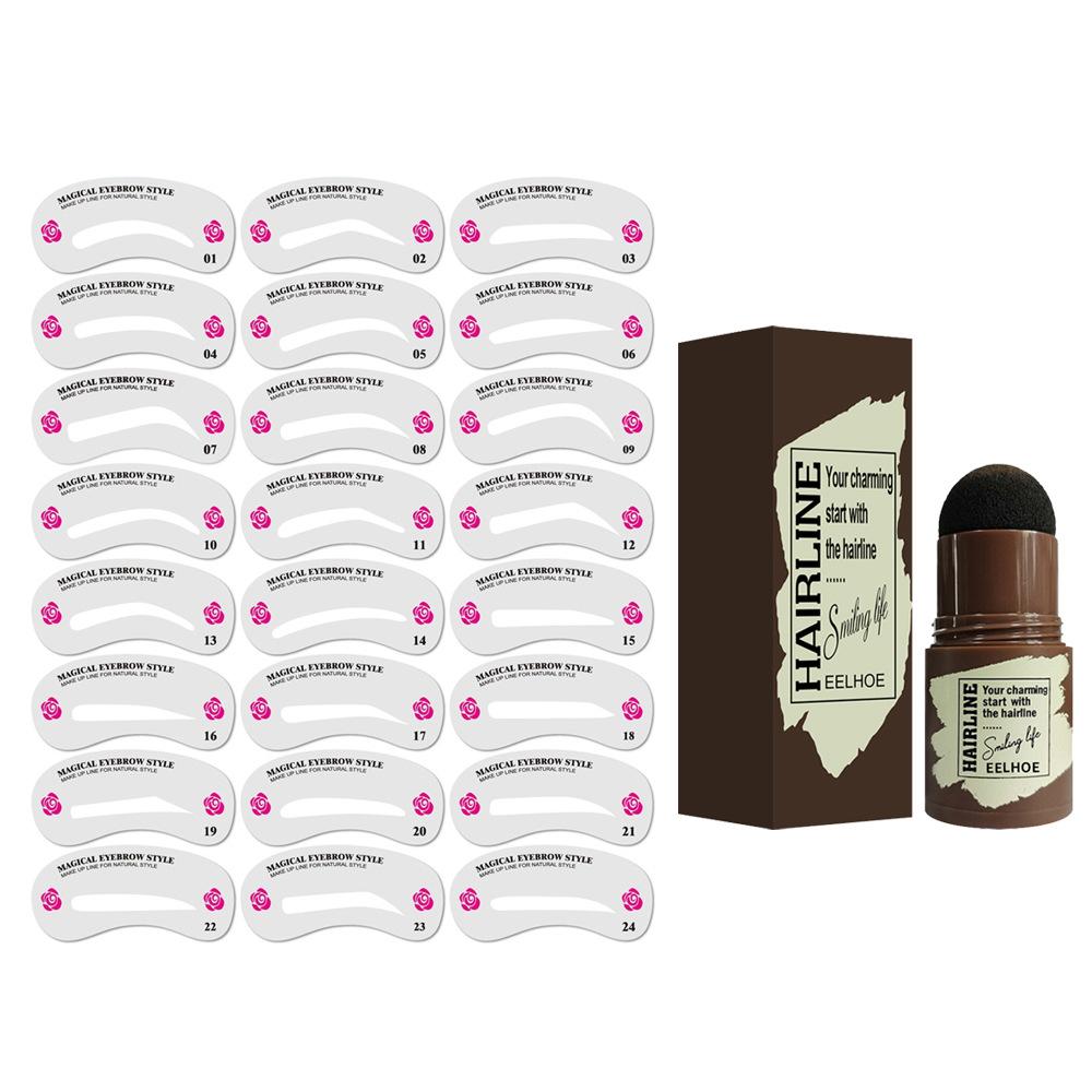 EELHOE Hairline Eyebrow Stamp (Black with Eyebrow Template) Eyebrow Stamp for Hairline Shaping, Natural Eyebrow Stamp for Quick Makeup Application